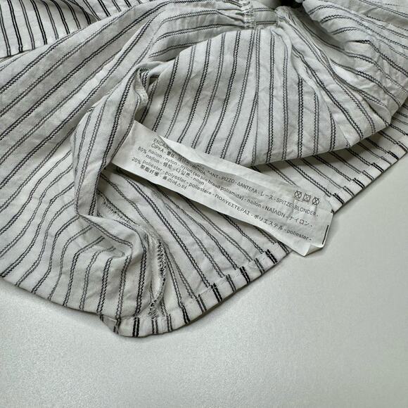 Zara Woman | White Stripe Lace Peplum Top - Picture 6 of 6